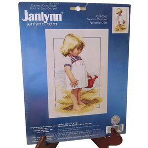 Janlynn Counted Cross Stitch Kit 029-0060 Summer Afternoon Girl Toddler NIP NOS